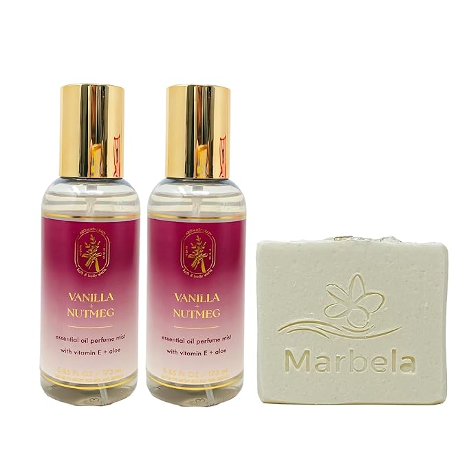 Bath &amp Body Works Aromatherapy Vanilla Nutmeg 2 Essential Oil Perfume Mist with a Natural Oats Soap