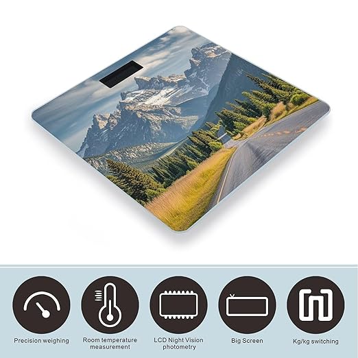 Grand Teton National Park Scale for Body Weight Digital Bathroom Scale Toughened Glass High Precision Scales for Body Weight with Large LCD Backlight Display Weight Scales