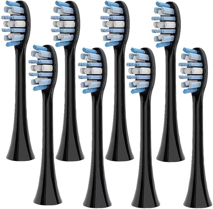 Electric Toothbrush Replacement Brush Heads - Compatible for Panasonic EW-DC01 EW-DC02 EW-DC12 EW-DC20 PDP51(8 Black Toothbrush Heads)