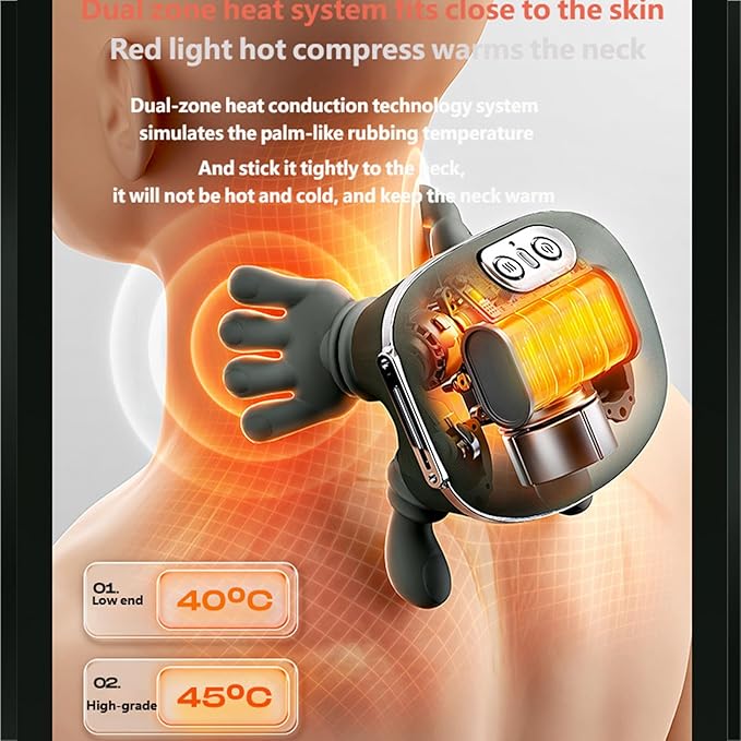 Neck and Back Massager 3 Massage Mode 2 Heat Function Heated Neck &amp Shoulder Massager Simulated Human Hand Design for Necks Back Legs Etc (1 Pc)