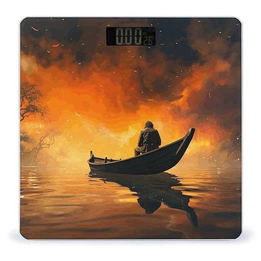 Man and Boat Bathroom Scale for Body Weight Bathroom Weighing Scale with Backlit LCD Display Highly Accurate Measures Weight Up to 180kg