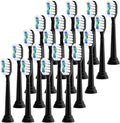 Compatible for Replacement Toothbrush Heads Compatible with Philips Sonicare Electric Brush Head 1100 2100 4100 5100 5300 6100 7500(Black-20 Pcs)