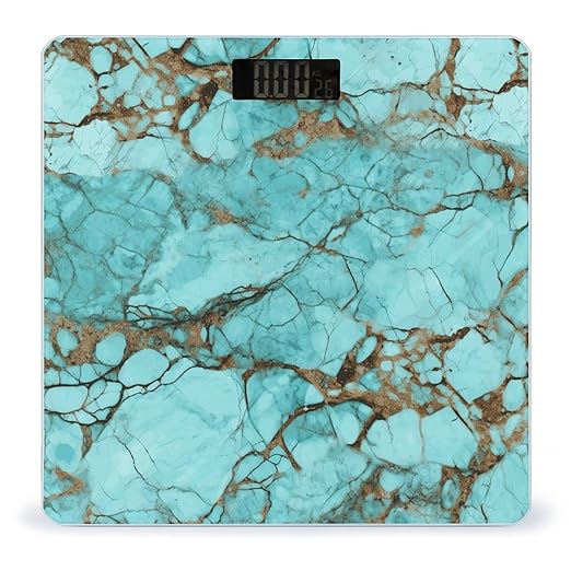 Digital Bathroom Scale for Body Weight Scale with Bright LCD Display High Accuracy Step-On Technology Auto On/Off Turquoise Marble Digital Scales 400 Lbs /180kg