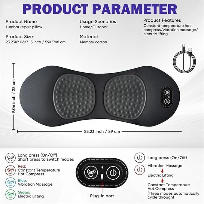 Back Massager Smooth Triple Fusion Massager2026 Upgrade 3 in 1 Lower Back Massagers for Muscle Relaxation Gentle Vibration &amp Traction for BackNeck and ShoulderGifts for Women (A One Size)