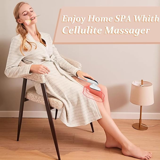 Cellulite Massager - Handheld Body Sculptor for Belly Waist Arms Legs Butt - 3 Modes and 10 Adjustable Intensities Silver