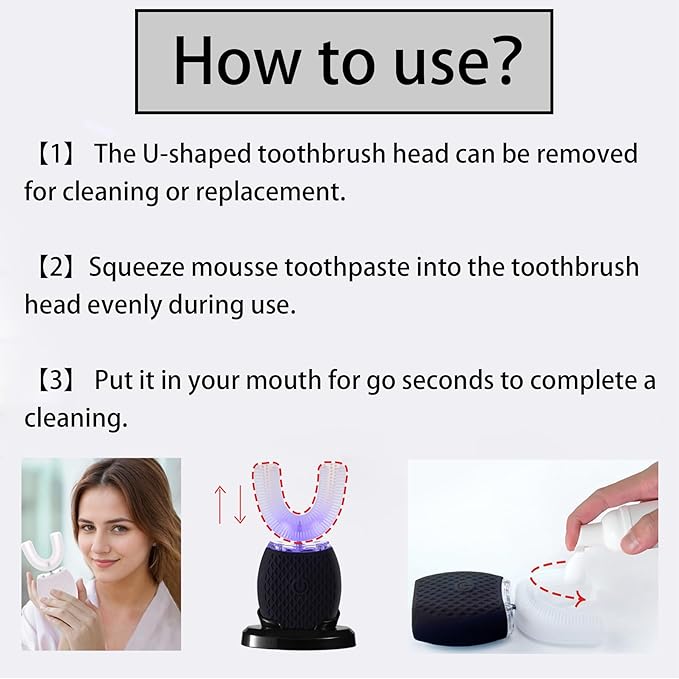 Automatic Toothbrush for Adults - Ultrasonic Electric Toothbrush 30s Timer Soft Bristles Wireless Charging Washable Portable for Travel &amp Home Use Dual-use (White Adult)