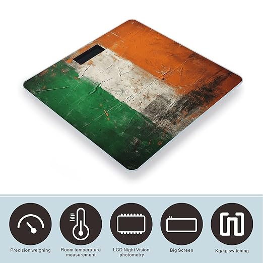 Hand Drawn Flag Pattern Scale for Body Weight Accurate Digital Bathroom Scale Toughened Glass High Precision Scales Smart Weight Scales with Large LCD Backlight Display Weighing Machine
