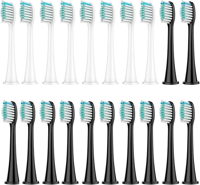 15/20Pcs Replacement Brush Heads Compatible for HX3/HX6/HX9 Series Electric Toothbrush HX6064(8 White 12 Black)