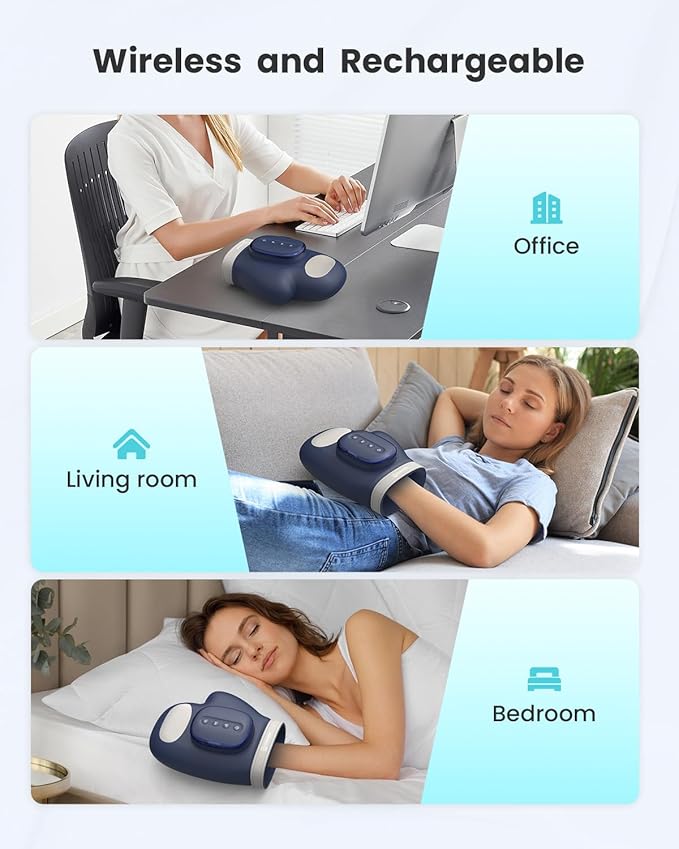 COMFIER Cordless Hand Massagerwith Heat and Compression Updated Bigger Electric Hand Massage for Arthritis and Carpal TunnelWrist Massage Used at HomeOffice for WomenMenBlue