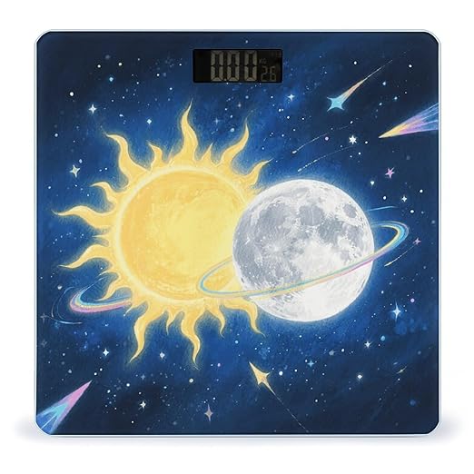 Moon Sun Scale for Body Weight Sturdy Tempered Glass Weighing Scales with LCD Display Accurate Digital Bathroom Scale Convenient Body Fat Smart Scales Easy Read