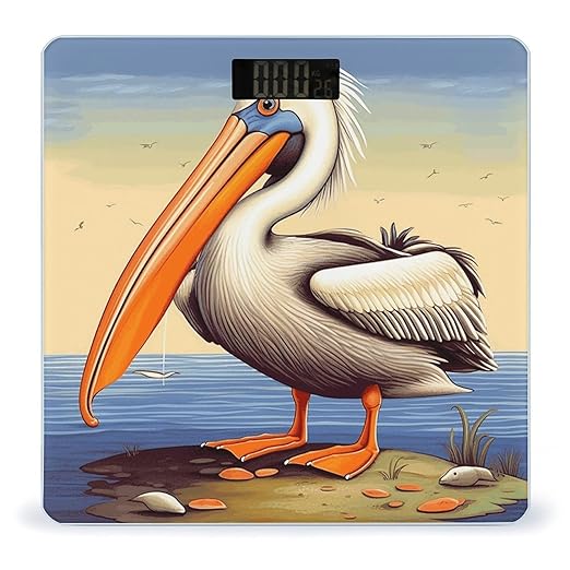 Pelican Birds Bathroom Scale Large LCD Backlight Display Digital Scale Rounded Corners Body Scales Automatic Power On/Off Bathroom Scales for Home Bedrooms