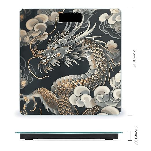 Black Oriental Dragon Scale for Body Weight Smart Scales Digital Bathroom Scale High Precision Weighing Scales with Large Display Weighing Machine for People