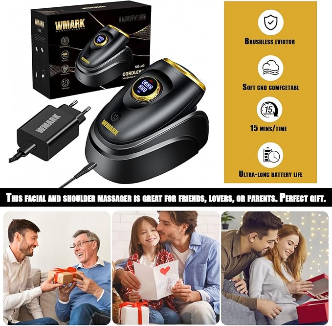 Barber Massager/Cordless Handheld Massager Charge Neck/Legs/Hand/Face Massager Adjustable Speed with Large LED Display