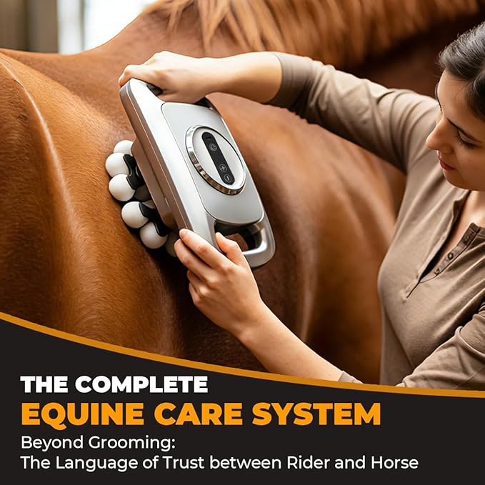 Equine Recovery Pro 18-Head Massage Gun – Deep Tissue Percussion Massager for Horses 20mm Amplitude Dual Red Light &amp Heat Therapy Ultra-Quiet 20-30dB Enhances Flexibility &amp Wellness