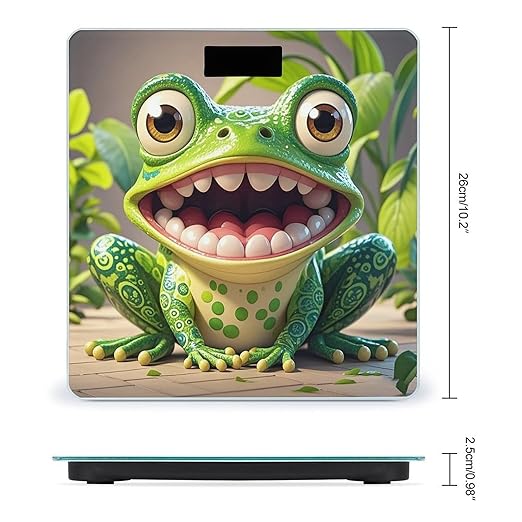 Frog with Mouth Open Cartoon Bathroom Scale for Body Weight Bathroom Weighing Scales with Back Lit LED Display Sturdy Tempered Glass Body Weight Bathroom Scale 400lb Weighing