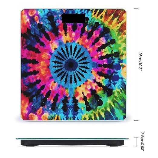 Exotic Tribe Tie Dye Style Scale for Body Weight Accurate Digital Bathroom Scale Toughened Glass High Precision Scales Smart Weight Scales with Large LCD Backlight Display Weighing Machine