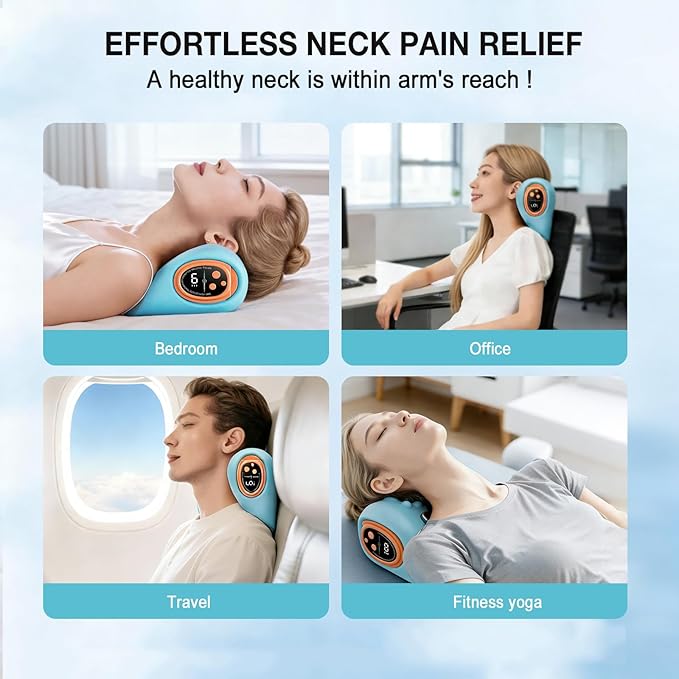 2026 New Upgrade Neck Massager 3-in-1 Heat Pulse &amp Vibration Modes Ergonomic Electric Neck and Shoulder Massager for Pain Relief &amp Relaxation at Home Office Travel