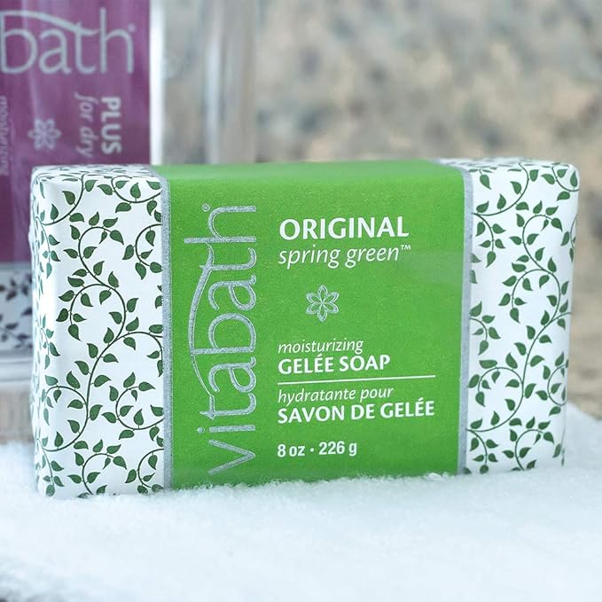 Vitabath Original Spring Green Moisturizing Gelee Bar Soap All Over Gentle Foaming Cleanser &amp Hydrating Solid Body Wash - Nourish &amp Rejuvenate All Skin Types Women &amp Men - 8oz (Pack of 3)
