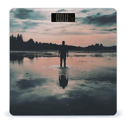 Standing in The Lake Digital Bathroom Scale for Body Weight Weighing Scale with Backlit LCD Display High Precision Measurements &amp Measures Weight Up to 180kg