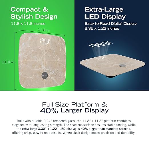 Nautica Body Tracker Digital Bathroom Scale Bluetooth-Enabled Smart Scale with BMI Body Fat Muscle Mass Tracking &amp More Syncs with Smartphone App for Body Composition Tracking 440 Lbs.