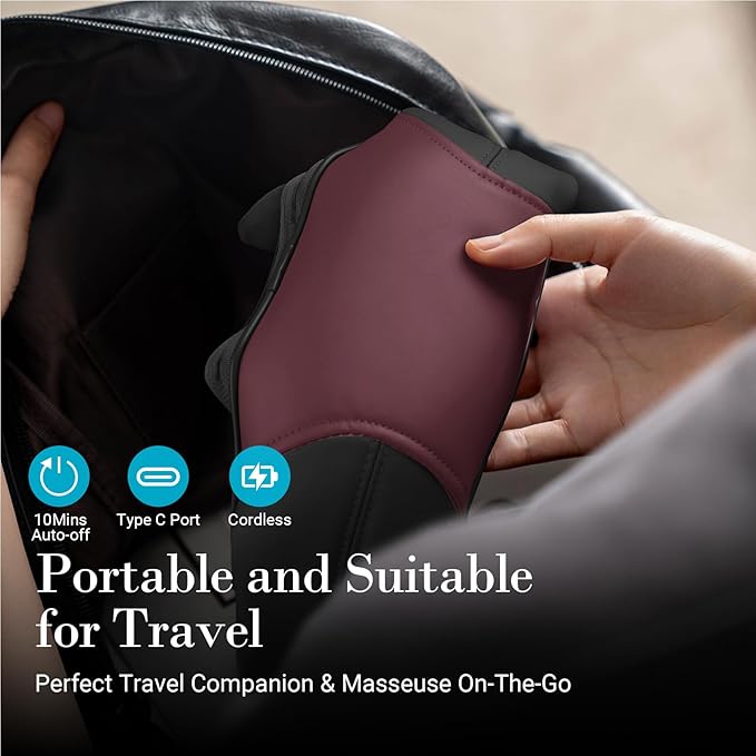 Shiatsu Neck Massager with Heat - Cordless 4D Expert Neck Shoulder Massage for Pain ReliefUpgarded Kneading Massager for Muscle Relaxation