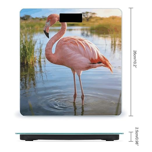 Elegant Flamingo with National Flag Weight ScaleClear LED Display Bathroom Digital Weighing ScaleTempered Glass Digital Bathroom Scale for Body Weight Capacity Up to 400 Lbs