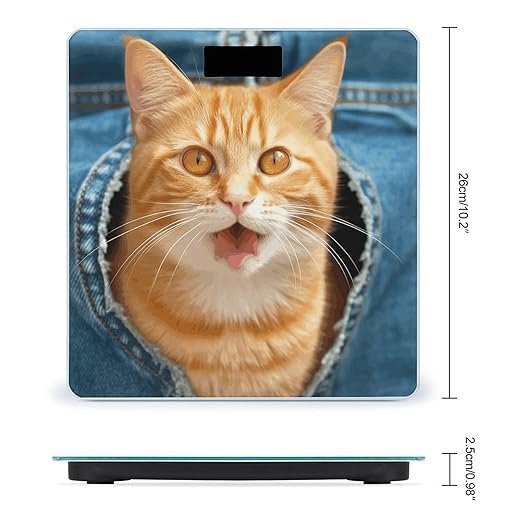 Orange Cat Sticking Out Tongue Scale for Body Weight Accurate Digital Bathroom Scale Toughened Glass High Precision Scales Smart Weight Scales with Large LCD Backlight Display Weighing Machine