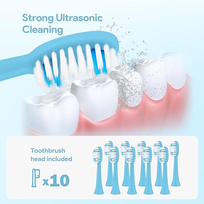 Electric Toothbrush 2 Pack (White &amp Blue 2 Pack)