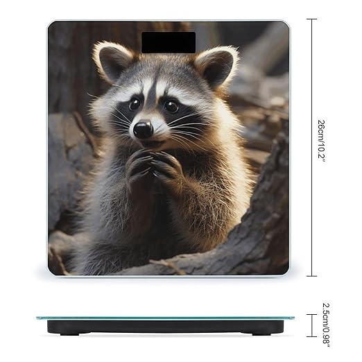 Cute Raccoon Digital Bathroom Scale for Body Weight Weighing Scale with Backlit LCD Display High Precision Measurements &amp Measures Weight Up to 180kg