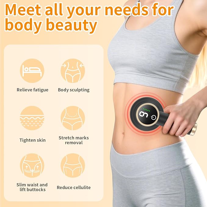 Electric Body Massager Portable Body Relaxing Machine Cordless Handheld Massager for Deep Relaxation 8 Massage Heads 1800mAh Battery 9 Modes for Body SPA Gift for Men Women Black