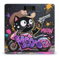 Cartoon Cat Riding Motorcycle Scale for Body Weight Sturdy Tempered Glass Weighing Scales with LCD Display Accurate Digital Bathroom Scale Convenient Body Fat Smart Scales Easy Read