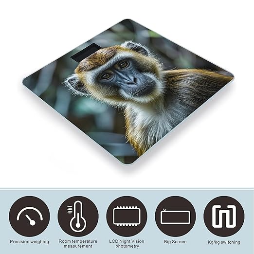 Digital Bathroom Scale for Body Weight Scale with Bright LCD Display High Accuracy Step-On Technology Auto On/Off The Silent Monkey Digital Scales 400 Lbs /180kg