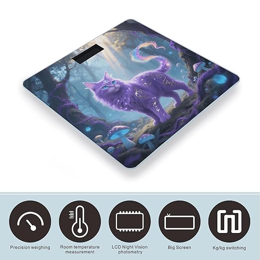 Fantasy Cat Weight Scale Cute Bathroom Scale for Body Highly Accurate Digital Weighing Machine for People Compact LCD Display Scales with Sturdy Toughened Glass Scales