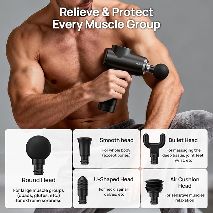 Professional Muscle Massage Gun Deep Tissue Portable Handheld Massager with 5 Speeds and 5 Heads Percussion Back Body Masajeador 12mm Amptitude for Athletes FSA Eligible &amp HSA Approved