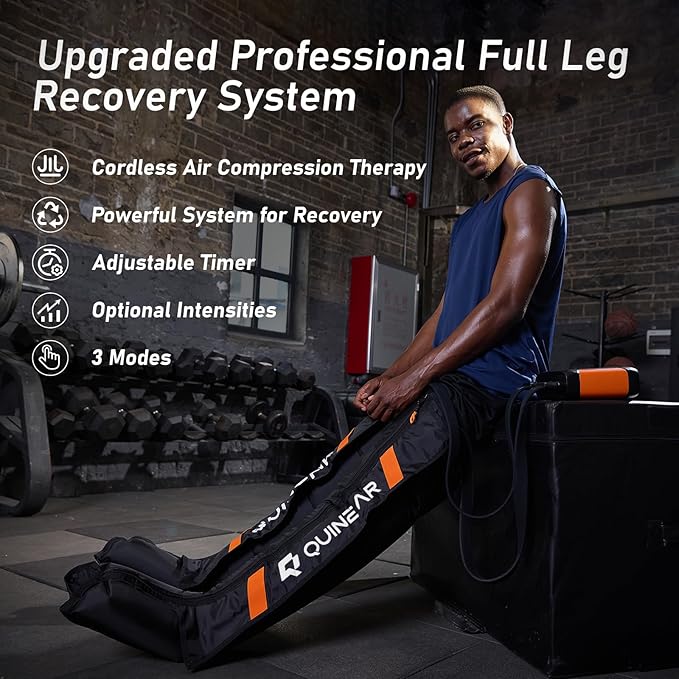 QUINEAR Professional Leg Recovery System Cordless Air Compression Boots with Sequential Compression Leg and Foot Massager Fast Recovery Therapy for Athletes FSA-HSA Eligible (Small)
