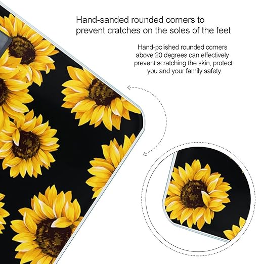 Yellow Sunflowers Smart Square Scale with Digital Display for Bathroom Scale