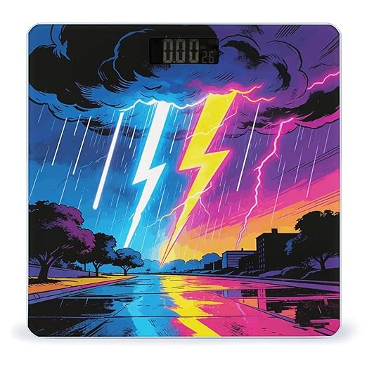 A Sudden Neon Shower Smart Scale for Body Weight Digital Bathroom Scale Toughened Glass Weight Scale with Large LCD Backlight Display High Precision Scales Weighing Machine