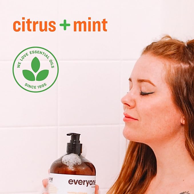 Everyone 3-in-1 Soap Body Wash Bubble Bath Shampoo 32 Ounce (Pack of 2) Citrus and Mint made with Essential Oils for Men and Women