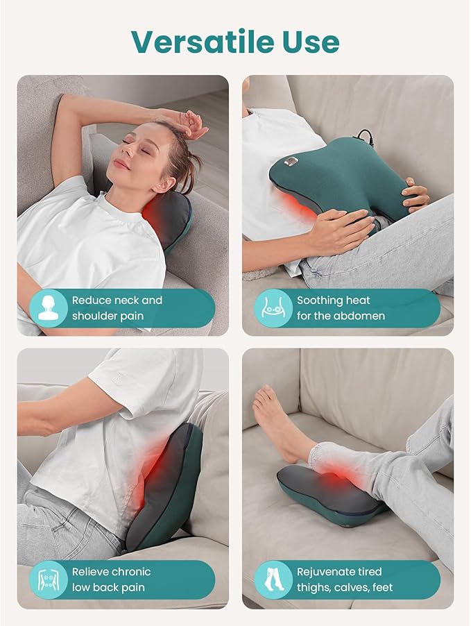 BOB AND BRAD Back Massager with Heat FSA Eligible/HSA Eligible EZBack Corded Back Massager for Pain Relief Deep Tissue Shiatsu Back and Neck Massage Pillow Soothing Full-Body Relief for Women Men