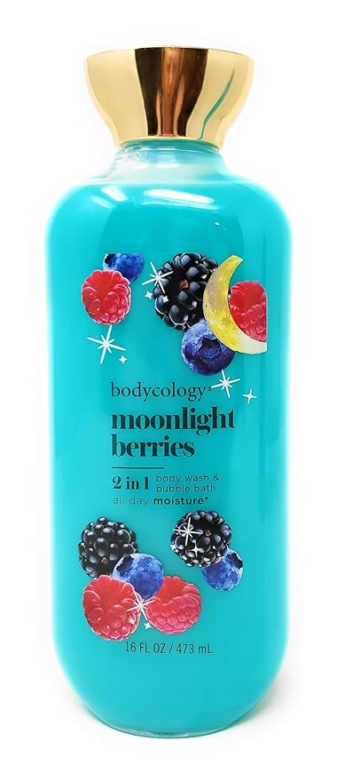Moonlight Berries 2 in 1 Body Wash &amp Bubble Bath 16 fl oz &amp Moonlight Berries Butter Body Cream 8 oz (Pack of 2)
