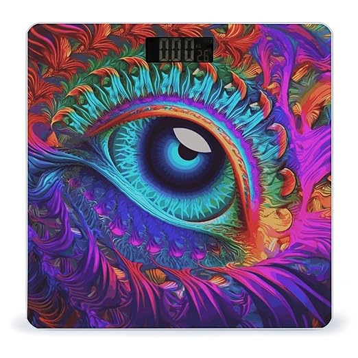 Psychedelic Eyes Scale for Body Weight Sturdy Tempered Glass Weighing Scales with LCD Display Accurate Digital Bathroom Scale Convenient Body Fat Smart Scales 400lb