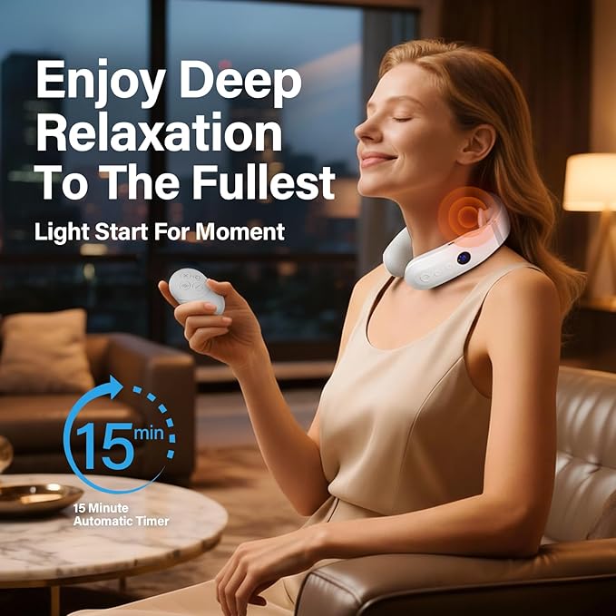 ITECFREELY Neck Massager with Heat Electric Portable Muscle Relaxation at Home &amp Office Ideal Gift for Women &amp Men