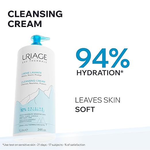 Uriage Daily Moisturizing Cleansing Cream With Shea Butter 2-In-1 Body Wash: Cleanses &amp Nourishes Fresh &amp Cocooning Perfume Face Body &amp Hair Soap-Free Physiological Ph