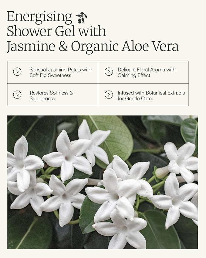 AEOLIS Refreshing Shower Gel with Jasmine and Aloe Vera – Greek Olive Oil Shower Gel for Men &amp Women – Clean Beauty Body Cleanser – Natural Skincare from Greece – Invigorating Body Care 9.12 Fl Oz