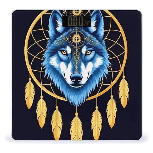 Automatic Switch Digital Bathroom Weighing Scale Smart Scale for Body Weight Boho Totem Native American Wolf Dream Catcher
