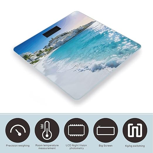 Ibiza - Blue Smart Scale for Body Weight Digital Bathroom Scale Toughened Glass Weight Scale with Large LCD Backlight Display High Precision Scales Weighing Machine