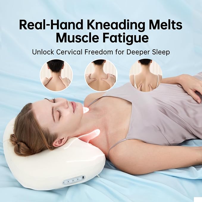 Neck Massager Pillow for Pain Relief deep Tissue Shiatsu Neck and Shoulder Massager with HeatCordless Massage PillowIdeal Gifts for Mom Dad Women Men (Cream)
