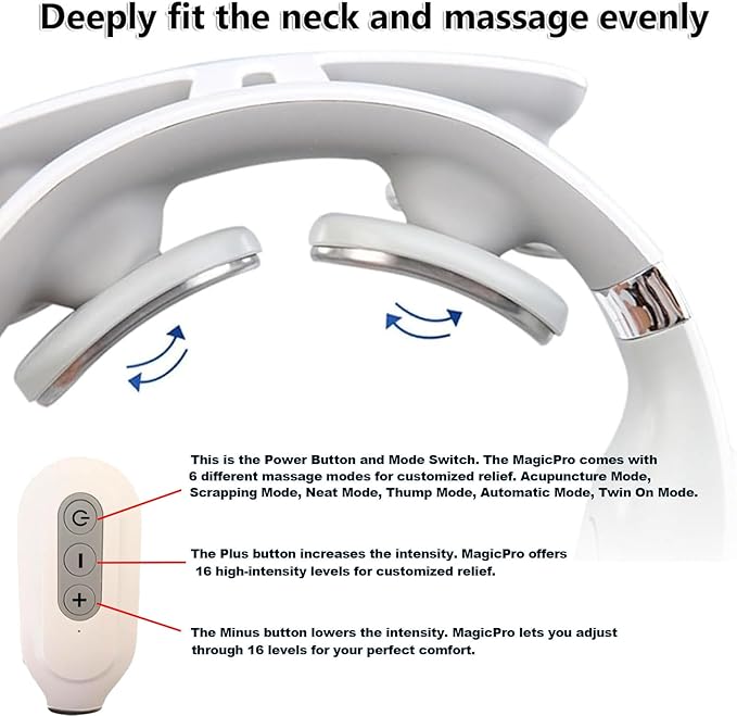 Vitality Magic Pro 2.0 Neck Relaxation Device - Portable Massager with Heat &amp Vibration Modes
