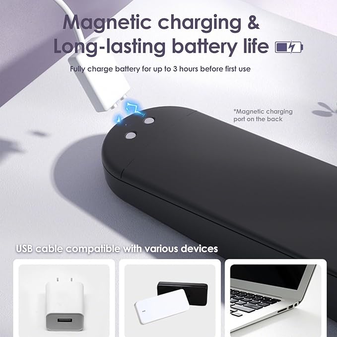 Portable Cordless Handheld Massager – Water-Resistant Smart Heating USB Rechargeable Whisper Quiet6 Speed Levels12 Vibration Modes for Full-Body Relaxation &amp Fatigue Relief