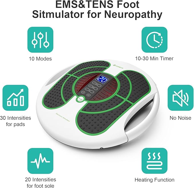 QUINEAR Foot Massager with TENS &amp EMS for Neuropathy Foot Stimulator for Pain Relief and Circulation Nerve Muscle Massager with Remote Control Relieve Swelling and RLS
